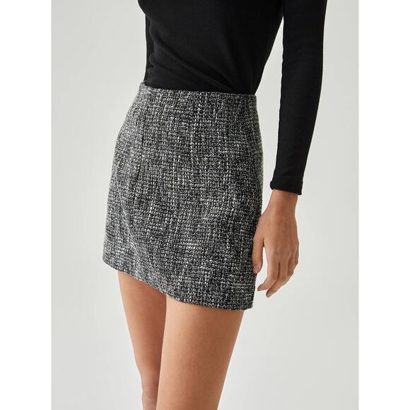 Commense Black & White Tweed Mini Skirt L NWT - Picture 8 of 8
